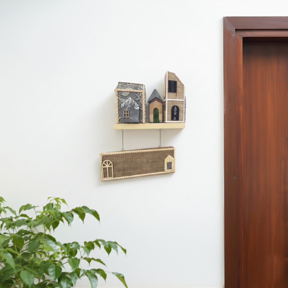 Handcrafted Wooden House-Themed Name Plate