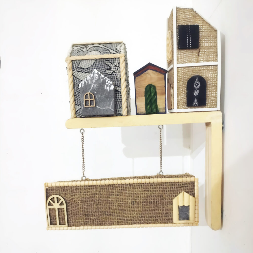 Handcrafted Wooden House-Themed Name Plate