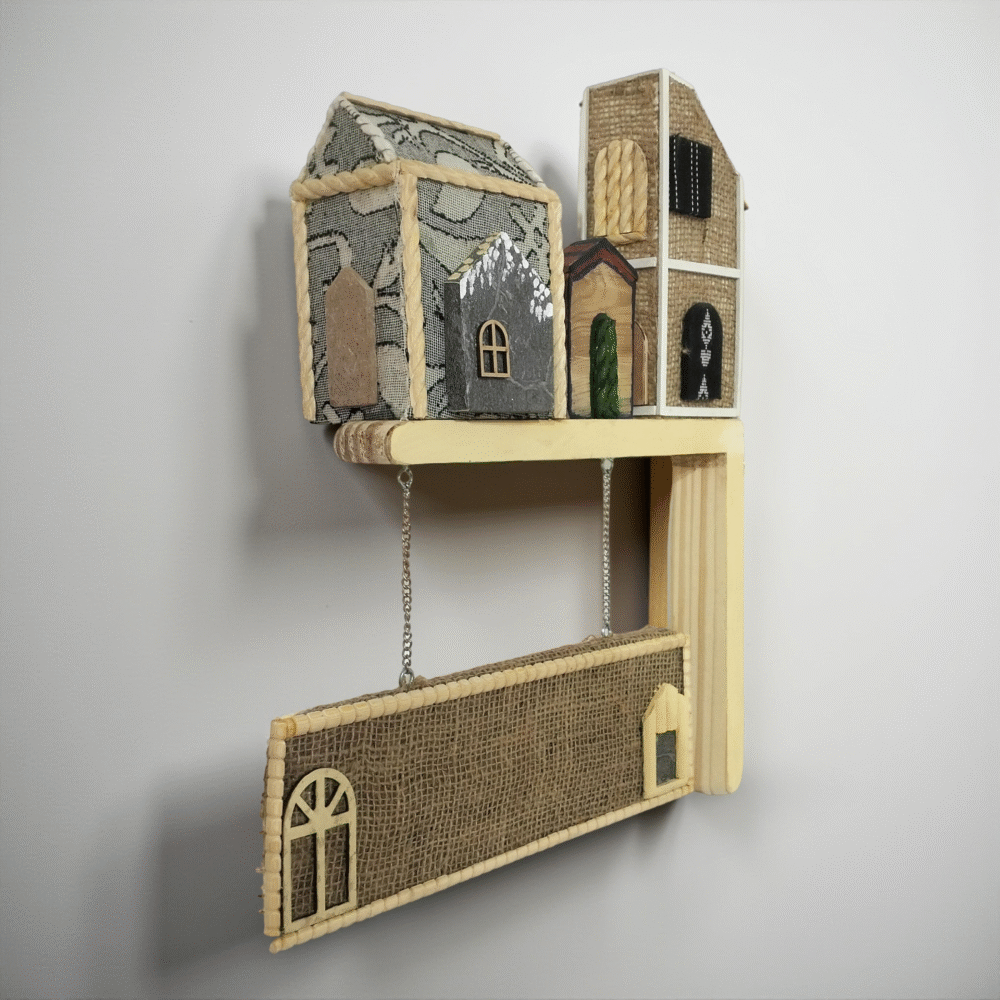 Handcrafted Wooden House-Themed Name Plate