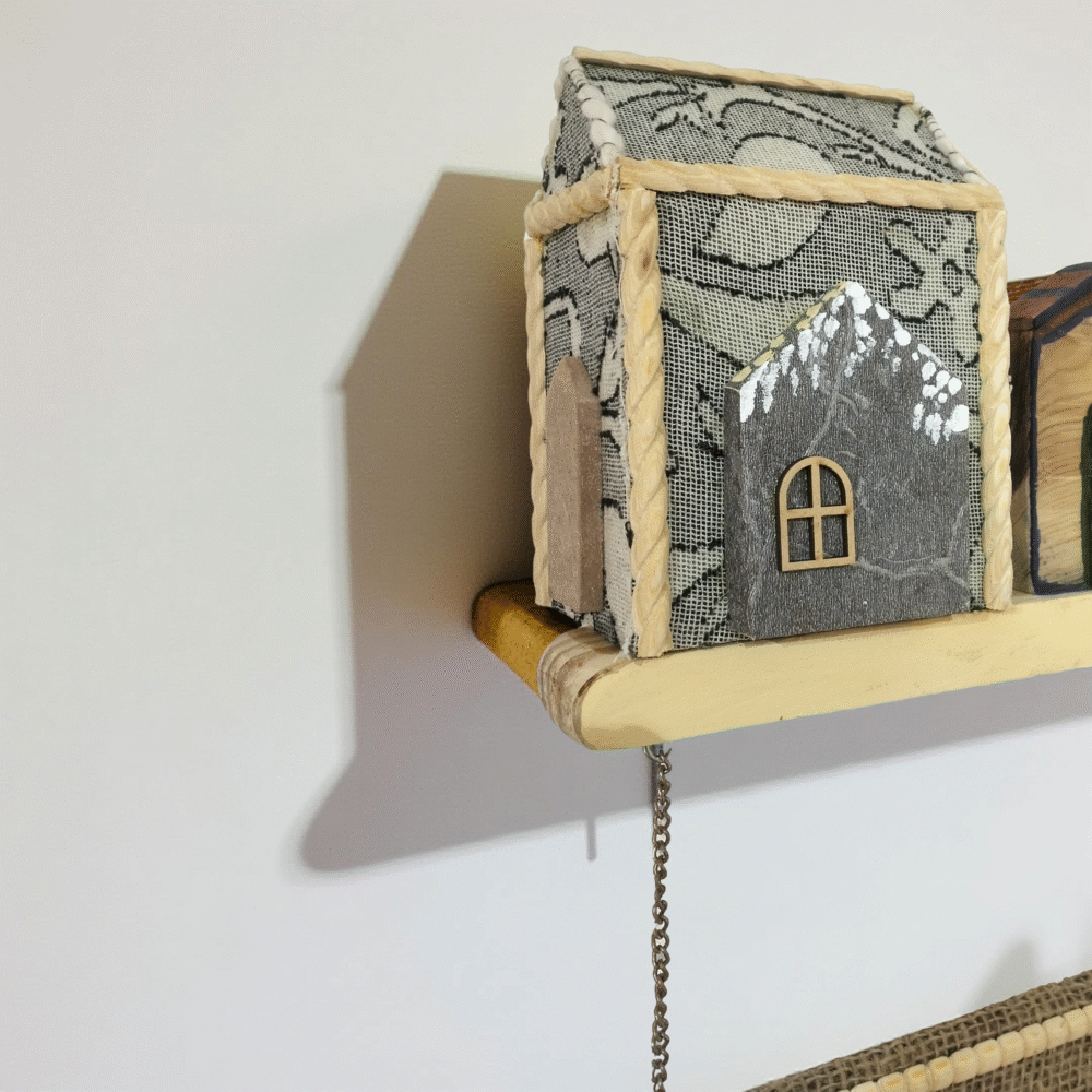 Handcrafted Wooden House-Themed Name Plate