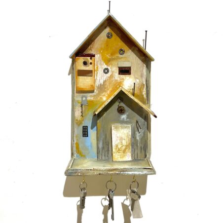 Handmade Wooden Miniature House Key Holder (Decorative Wall Key Rack)