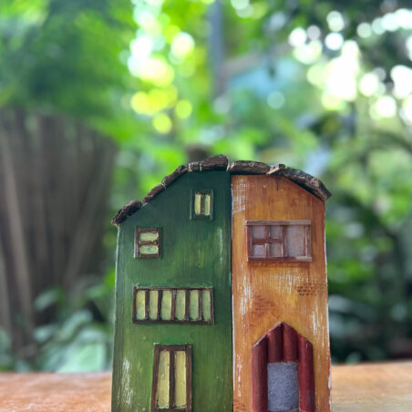 Handcrafted Wooden Miniature Houses – Set of 2 Rustic Décor Pieces