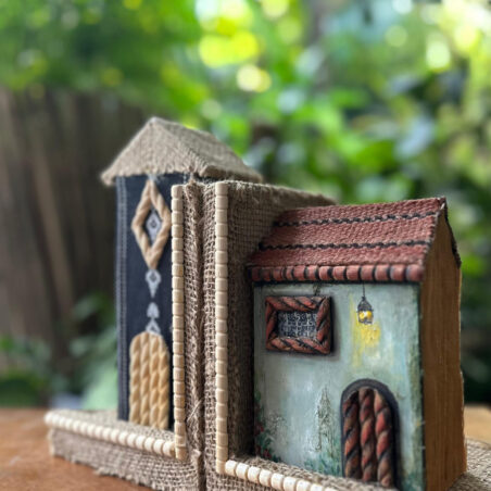 Handcrafted Rustic Village Bookend – Charming Home Decor