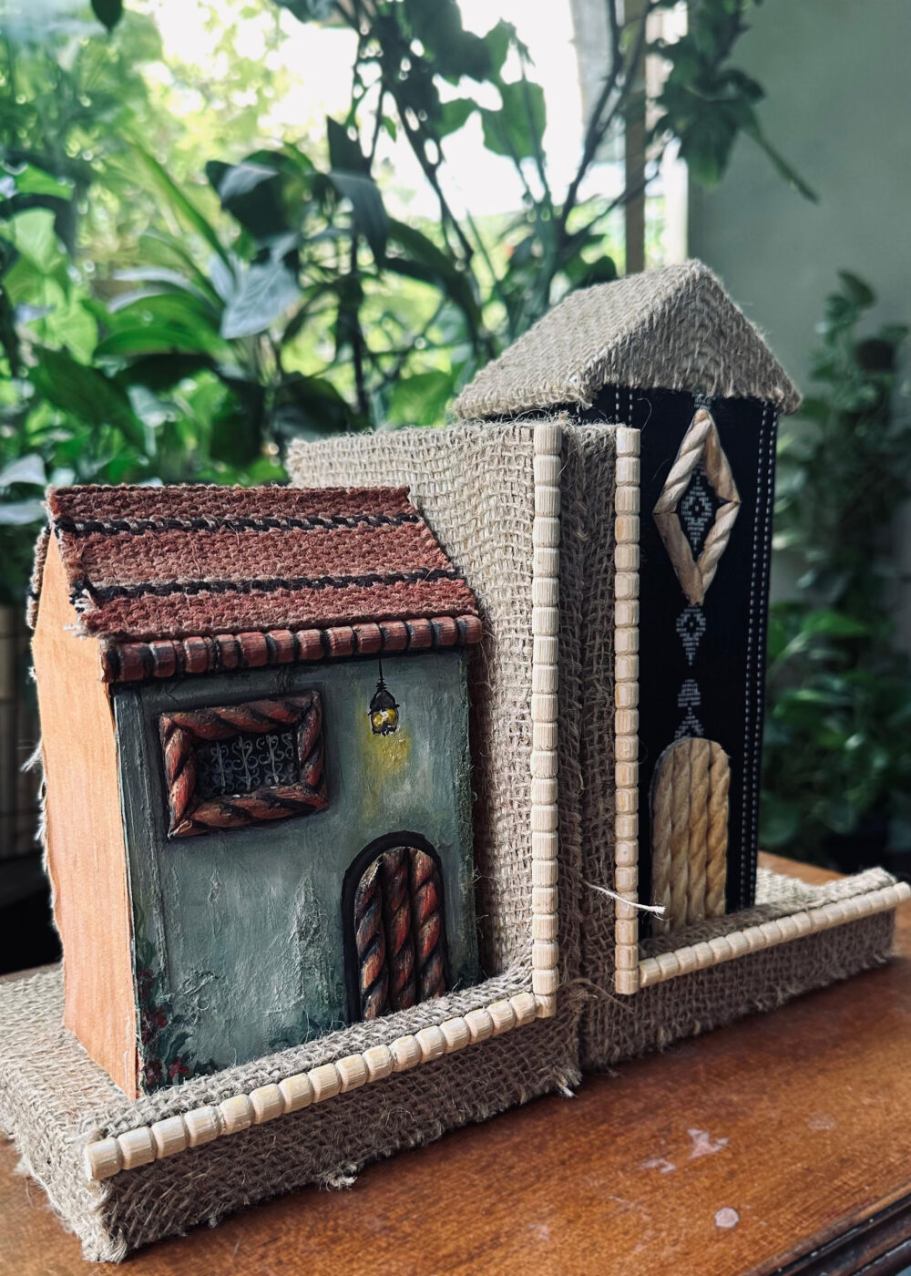 Handcrafted Rustic Village Bookend