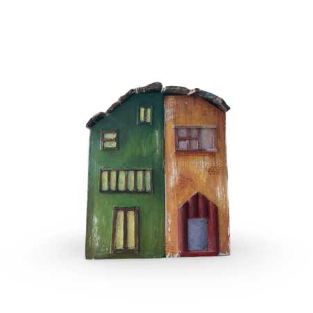 Handcrafted Wooden Miniature Houses – Set of 2 Rustic Décor Pieces