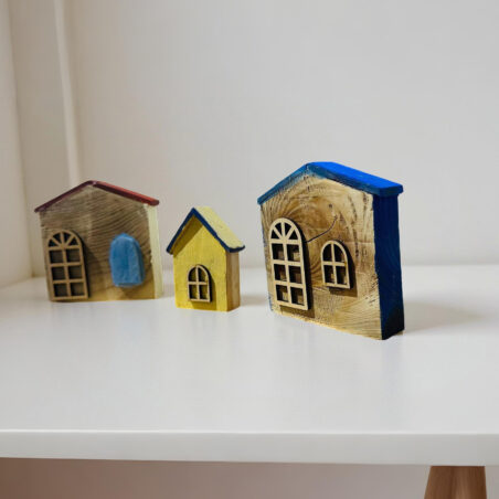 Rustic Wooden Mini House Decor (Set of 3)