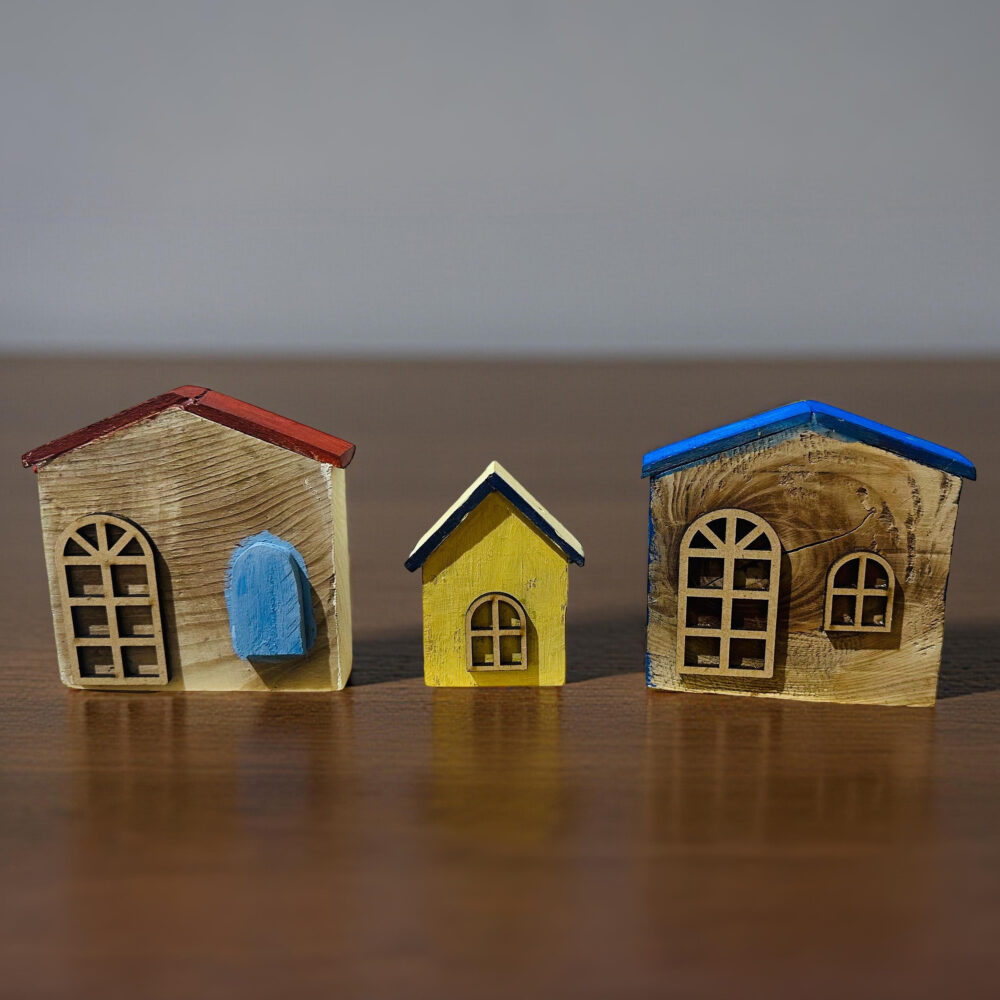 Rustic Wooden Mini House Decor (Set of 3) - Image 3