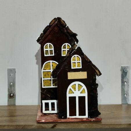 Handcrafted Wooden Miniature House-Rustic Brown Home Decor
