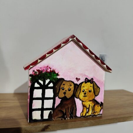 Handcrafted Wooden Dog Couple House | Cute Hand-Painted Pet