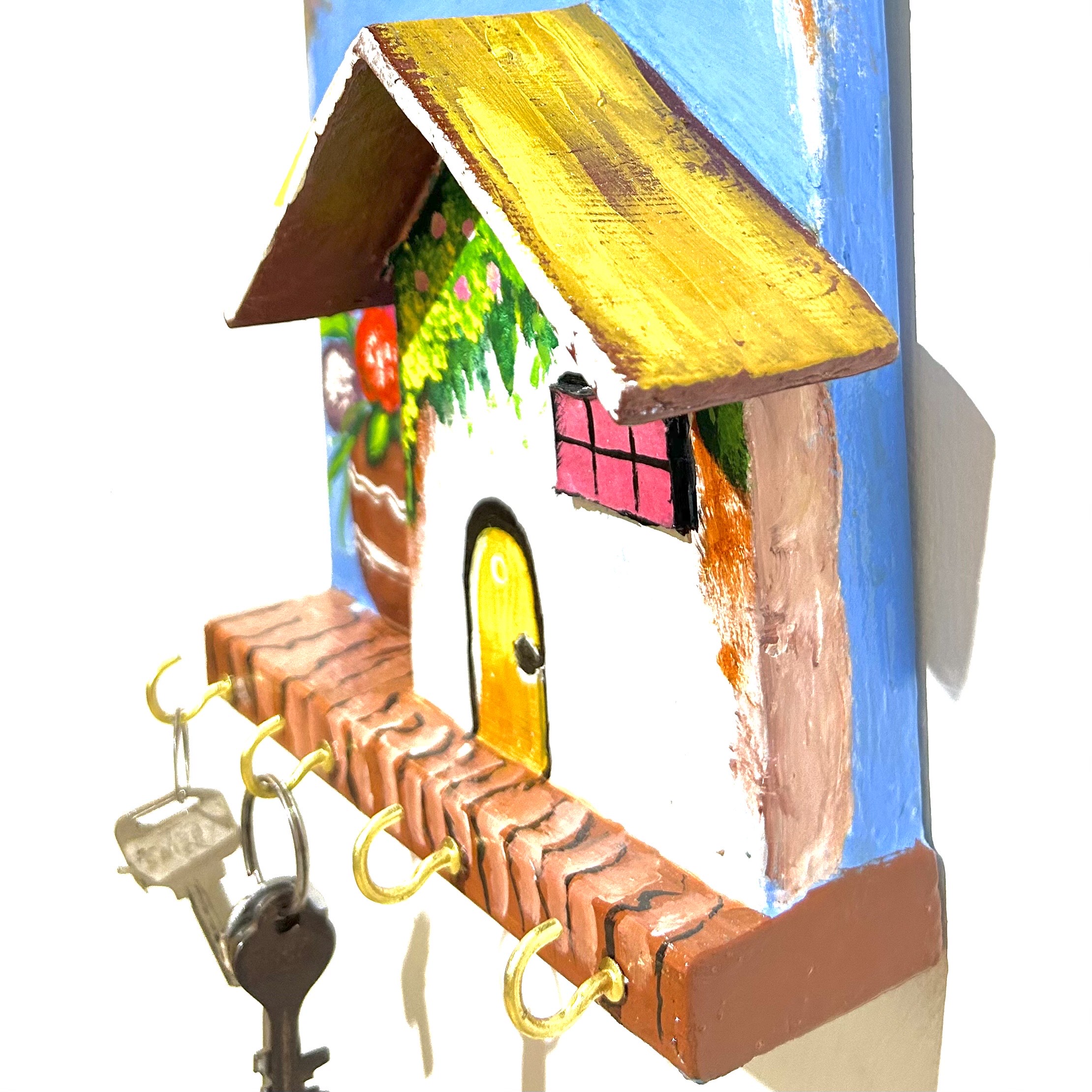 Hand-Painted Wooden House Key Holder