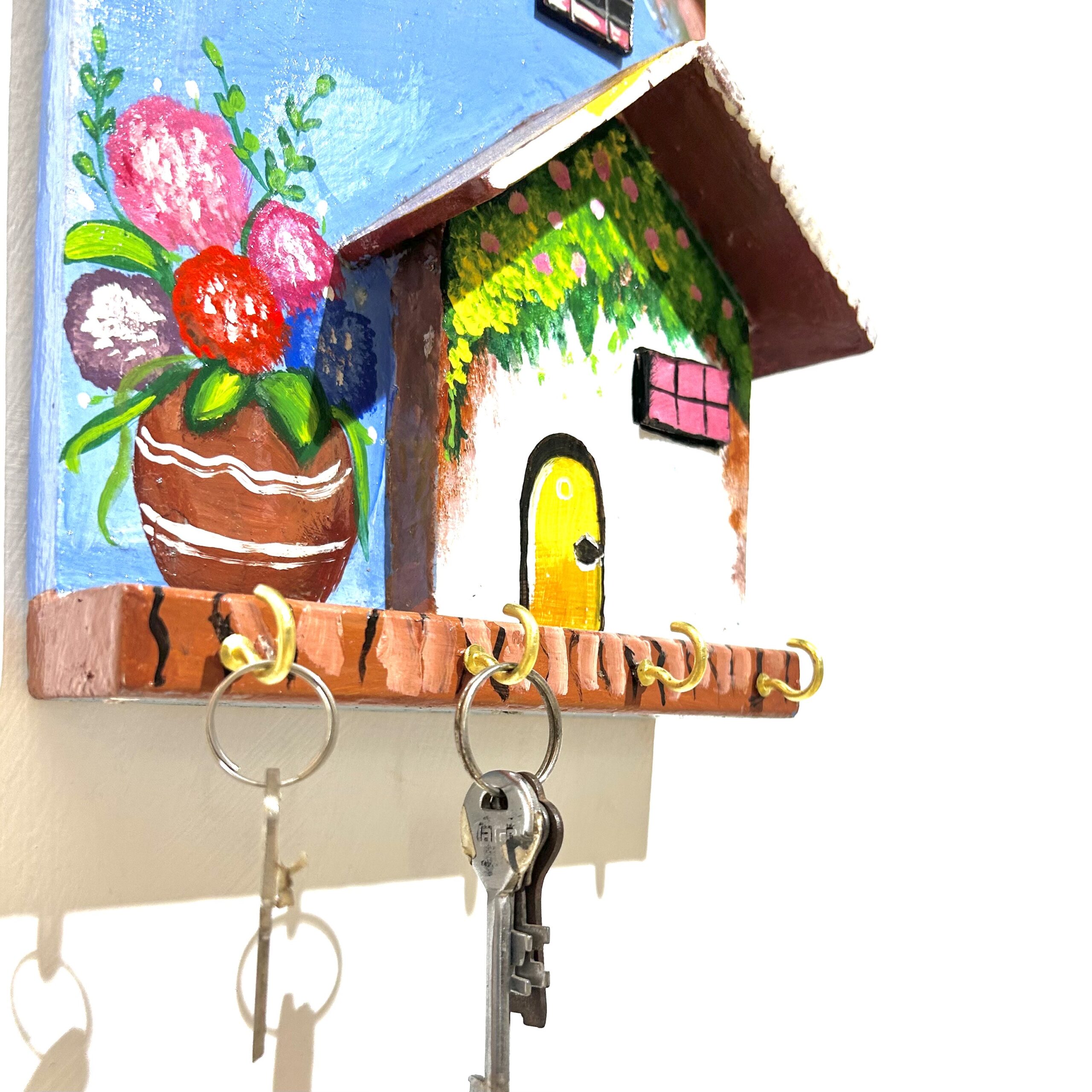 Hand-Painted Wooden House Key Holder
