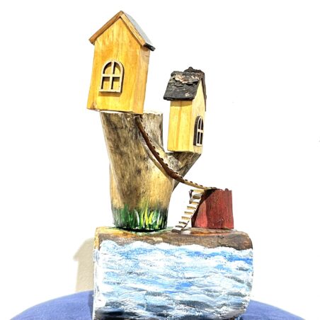 Handcrafted Wooden Tree House Sculpture