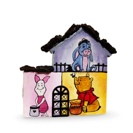 Handcrafted Wooden Cartoon House | Winnie the Pooh & Piglet Painted