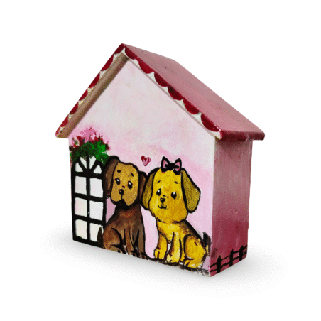 Handcrafted Wooden Dog Couple House | Cute Hand-Painted Pet