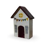 Handcrafted wooden miniature house with rustic white body